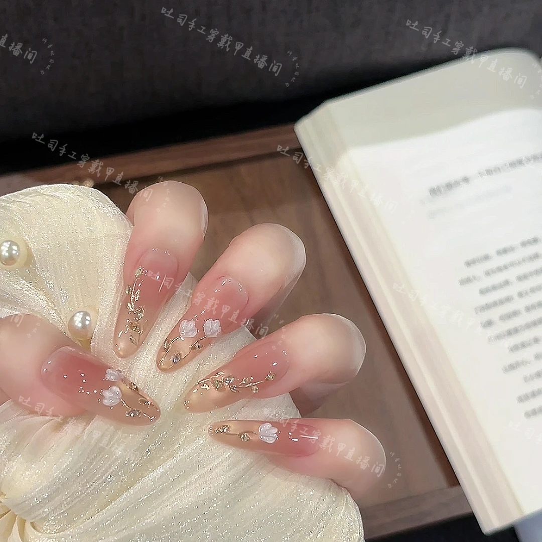 【郁郁晚风】纯手工穿戴甲美甲可拆卸穿戴式持久反复使用 ZKV