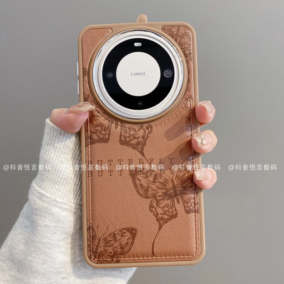 镜框鼓皮适用华为mate70pro/60苹果16pro手机壳创意ins潮英文蝴蝶