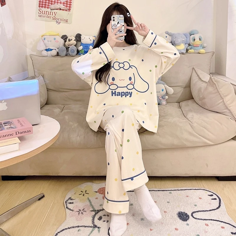 睡衣女春秋季长袖长裤卡通可爱玉桂狗秋冬款慵懒风居家服两件套装