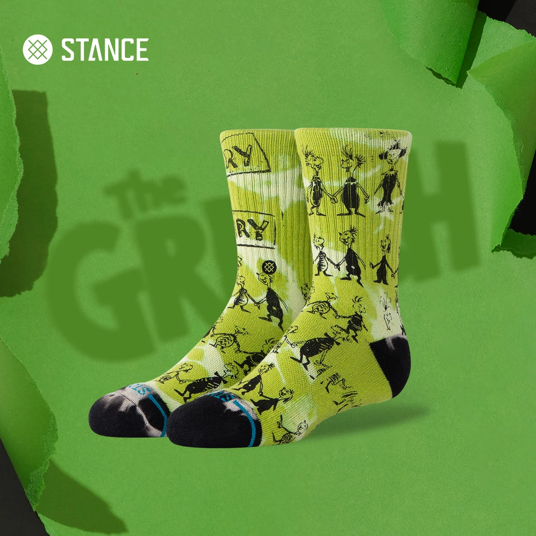 STANCE圣诞怪杰GRINCH联名556中筒袜款休闲袜子户外童款袜运动袜