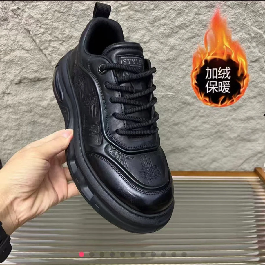 ST5372[头层牛皮] 新款男鞋时尚舒适耐磨加绒保暖百搭男士休闲鞋