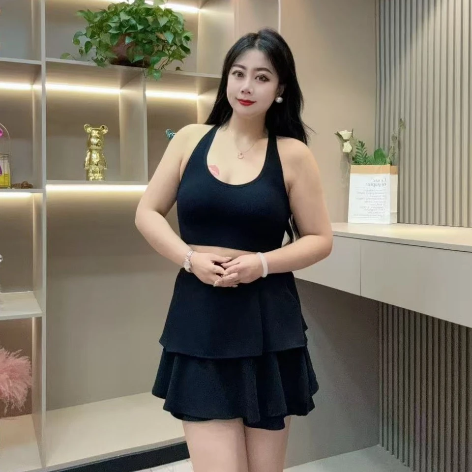 爆款美背背心-米 48343 时尚潮流洋气背带设计款胖MM大码女装新款