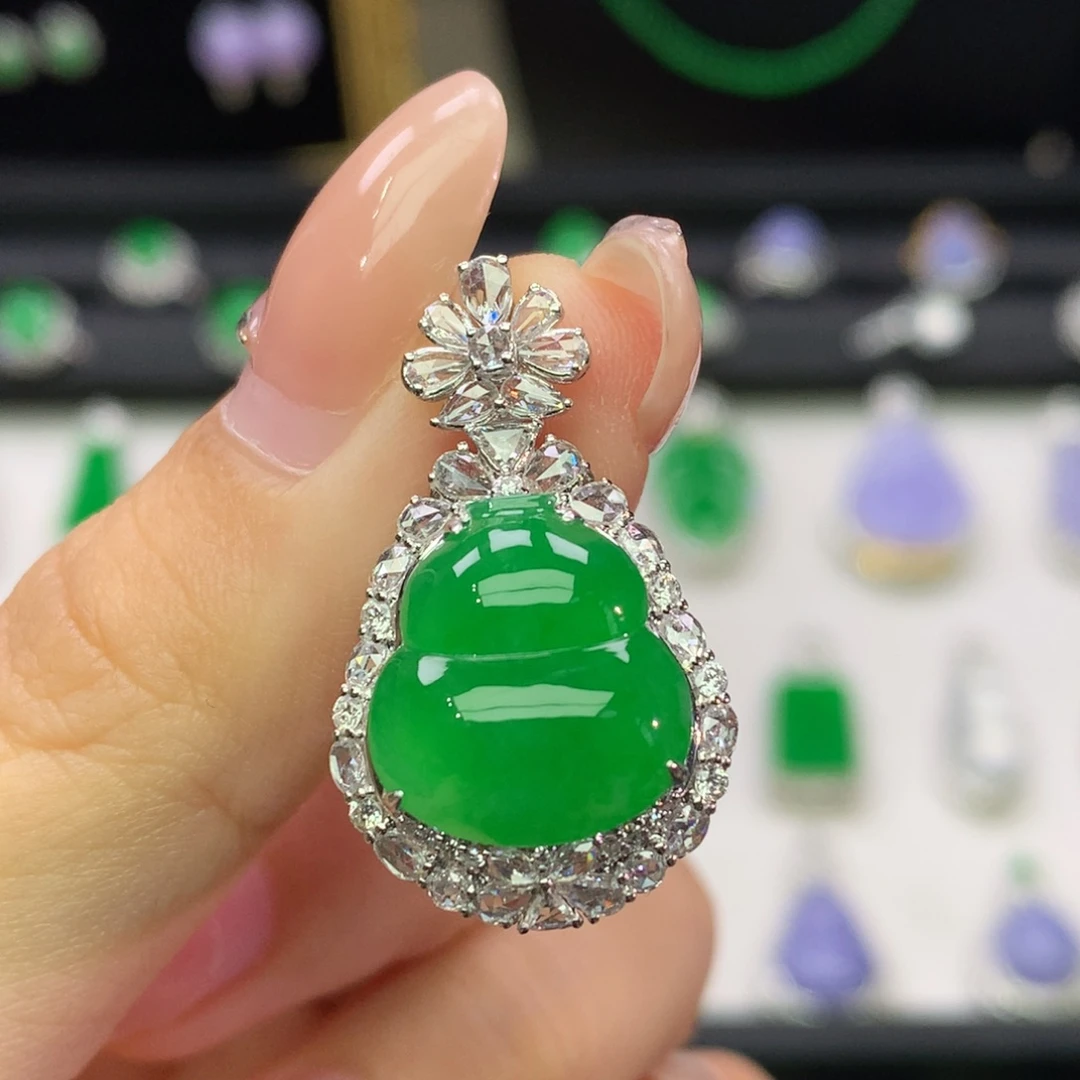 翡翠18K金镶嵌吊坠(不含链)