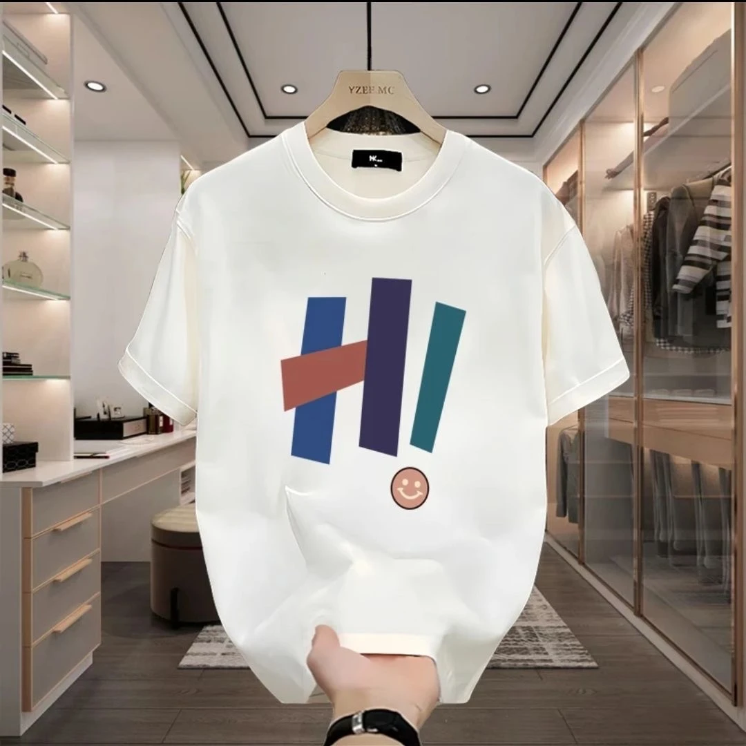 汇纳迪短袖夏季美式简约男装夏季T恤宽松韩版上衣圆领时尚潮流