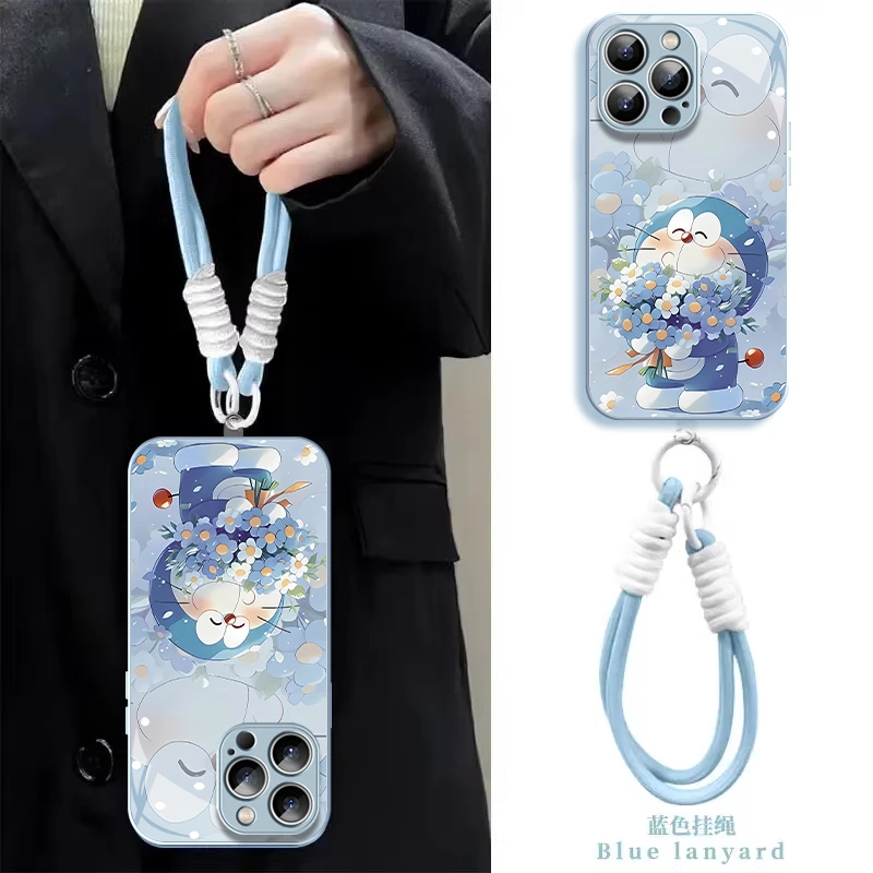 可爱叮当猫金属漆iPhone苹果16手机壳适用华为p荣耀OPPO小米vivo