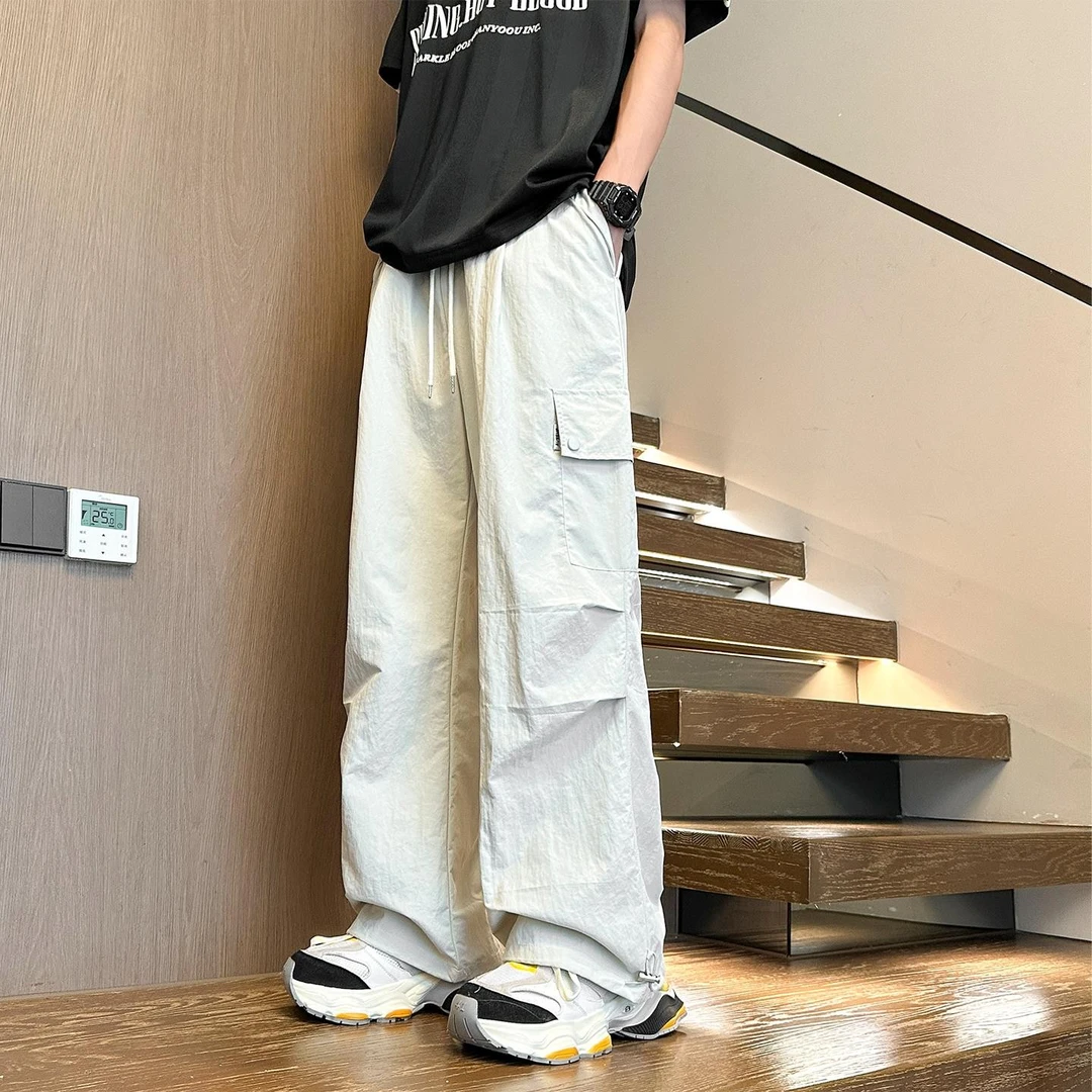工装裤男孩夏季薄款青少年初高中学生冰丝速干休闲运动长裤子男装