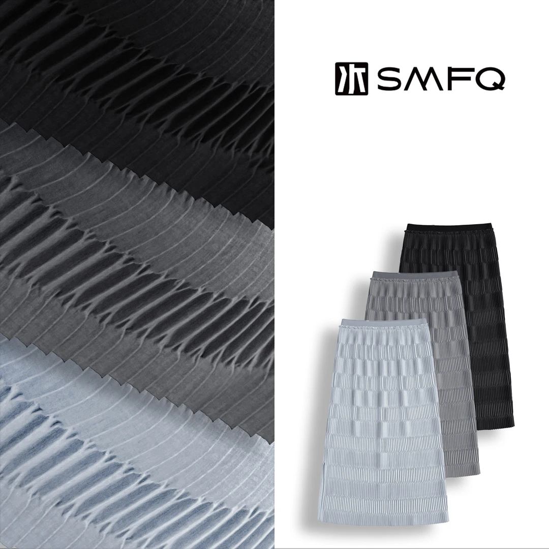 水木夫妻”三宅艺术家”立体牙签压褶三宅风春夏百搭显瘦半身裙