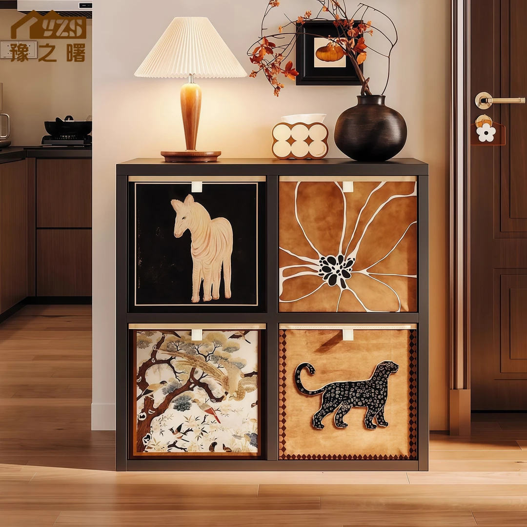 豫之曙复古格子柜卡莱克书架自由组合落地置物架收纳柜储物柜一体