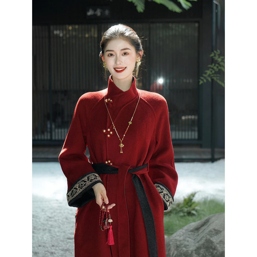 凌茜恣禾【赤松间】国风新中式两穿双面呢子大衣气质氛围感羊毛外套