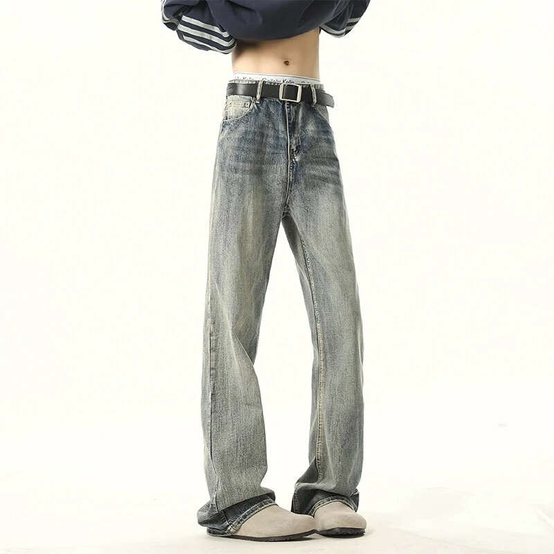 FPLF美式水洗做旧微喇牛仔裤vibe高街痞帅设计感宽松复古休闲百搭