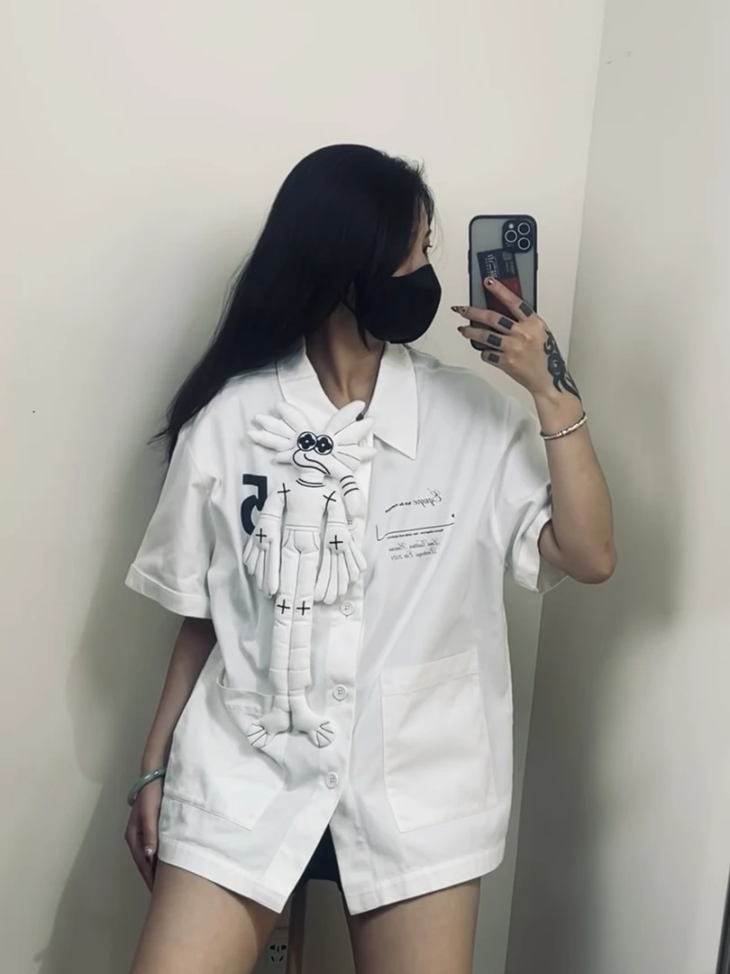 99新 LouisVuitton/路易威登 白色 LV 玩偶伞兵 短袖衬衫 xs码
