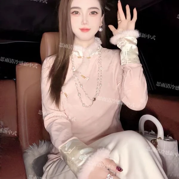 【含香公主】早春新款高领拼接高级感气质打底衫上衣25-78