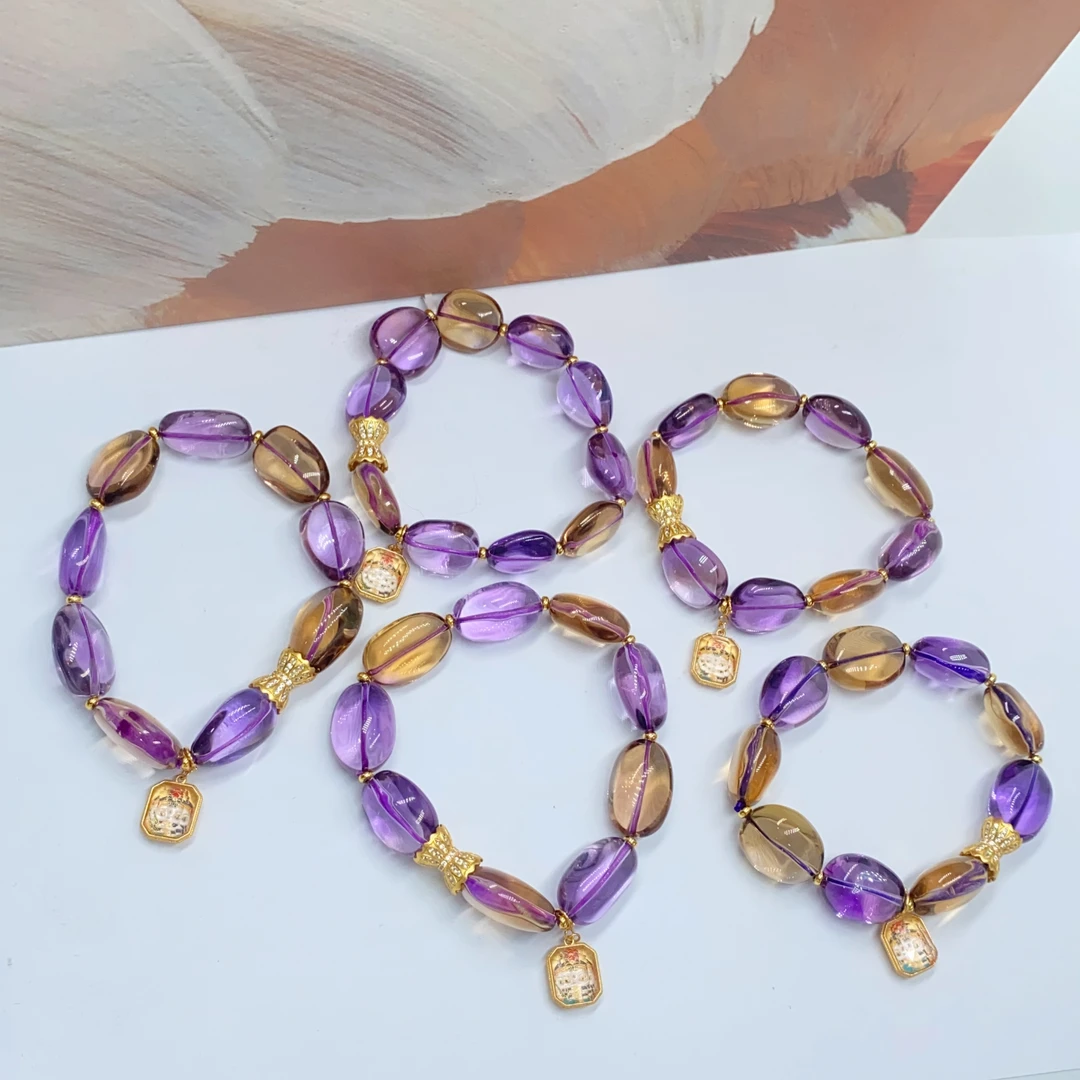 紫黄晶手串精美时尚大气优雅多样性发货1件
