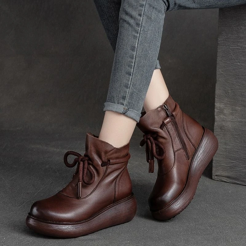 流光风马丁靴女2025秋季新款厚底中老年妇女短靴爆款妈妈鞋2101