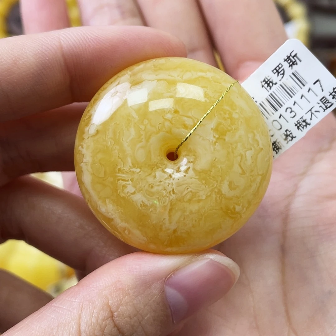 未镶嵌琥珀裸石16.9*36.3mm浓蜡妖花 微瑕