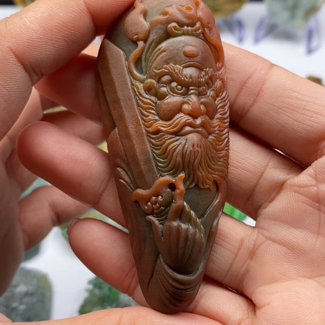 定制翡翠未镶嵌钟馗烧红k