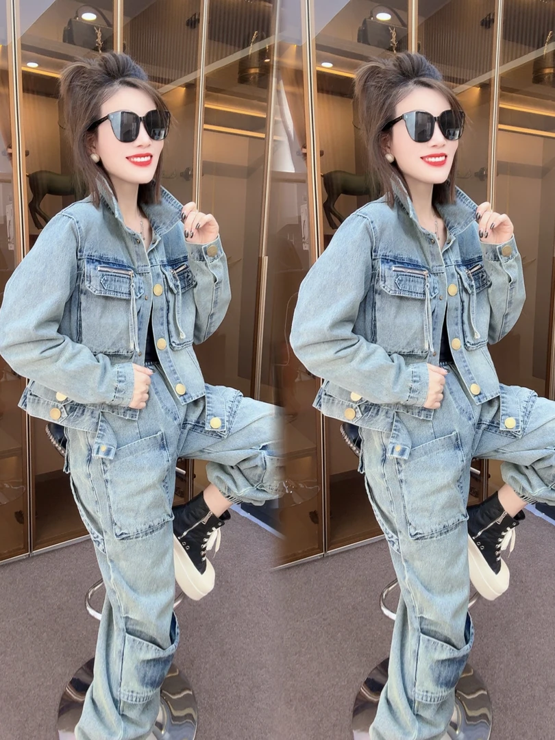 5127外套+裤子时尚牛仔欧货两件套