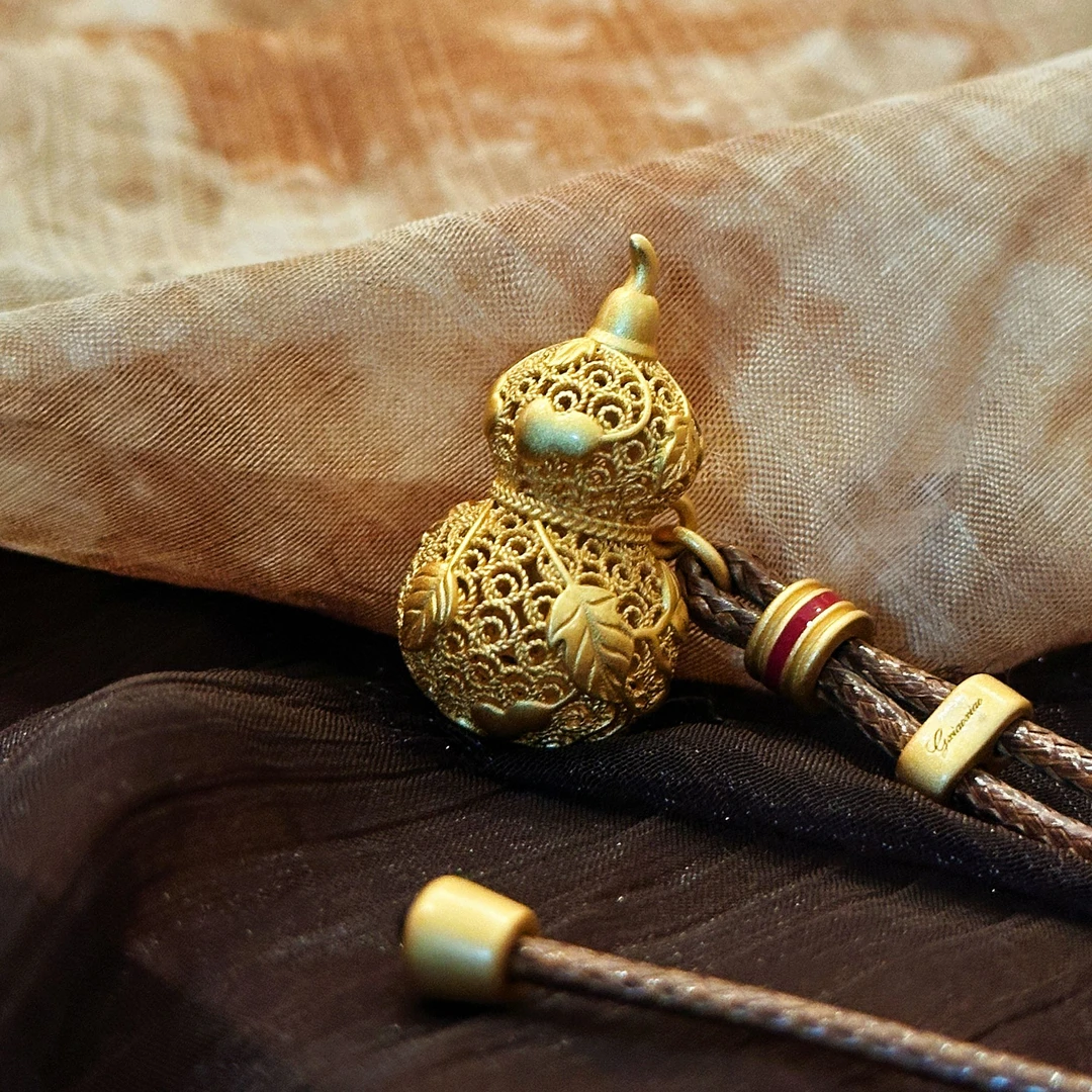 G XIAOXIAO 镀K金 【爬藤葫芦】花丝镂空新中式高级葫芦项链 F20X5