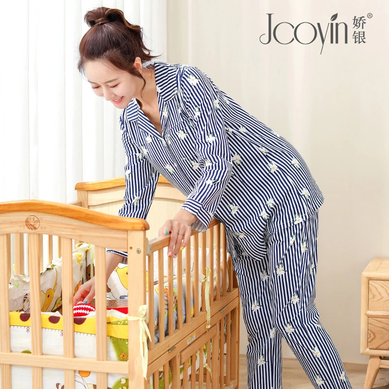 娇银薄款月子服春夏季纯棉产后产妇哺乳家居服春秋季孕妇睡衣套装