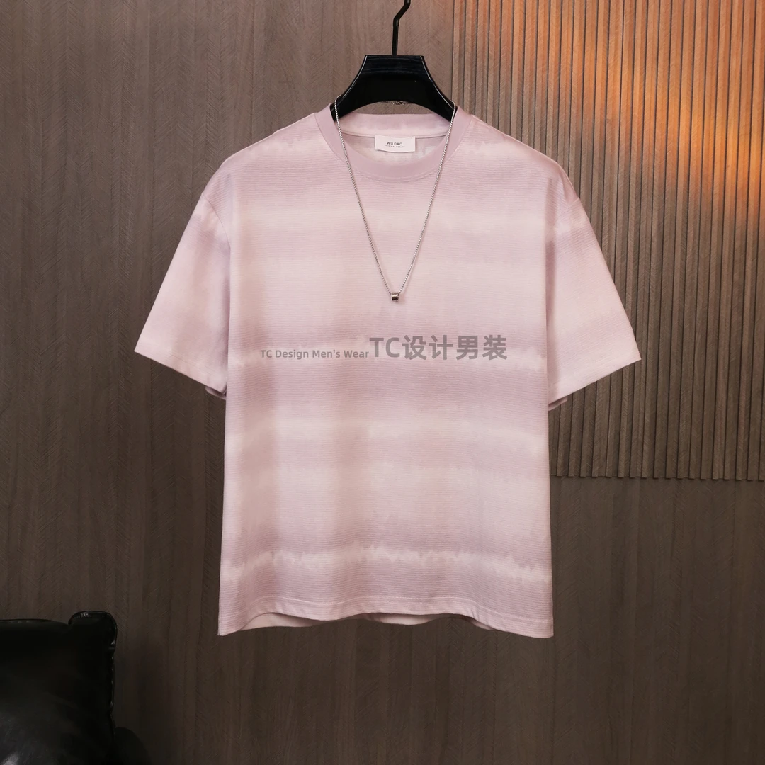 男士休闲轻奢休闲半袖百搭夏季印花圆领个性时尚简约潮流短袖T恤