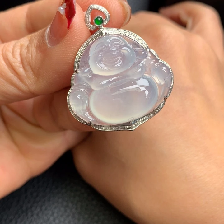 翡翠吊坠(不含链)18K金镶嵌