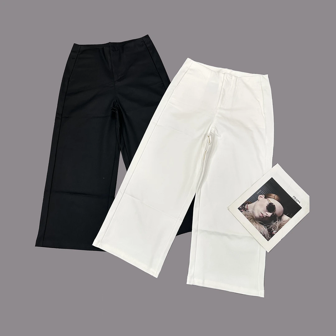 夏季新款气质百搭显瘦薄款修身时尚八分阔腿裤凉感亲肤休闲裤