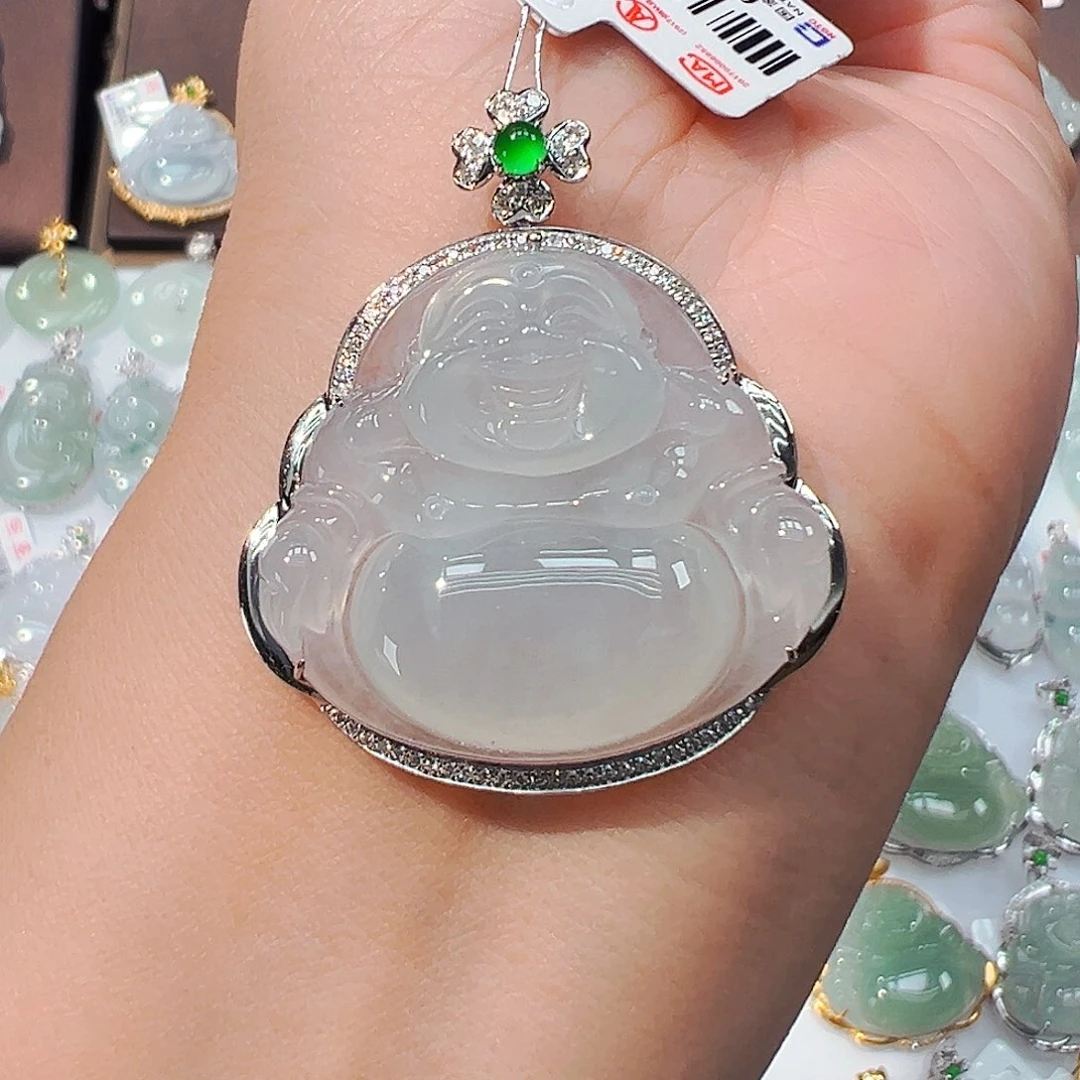 翡翠18K金镶嵌吊坠(不含链)佛公