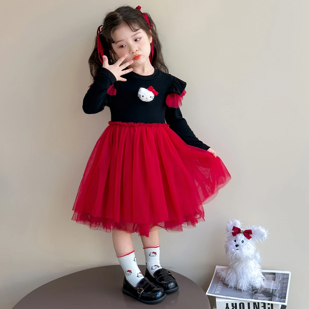 女童连衣裙春秋2025新款蓬蓬纱儿童秋季裙子小女孩洋气公主裙秋装