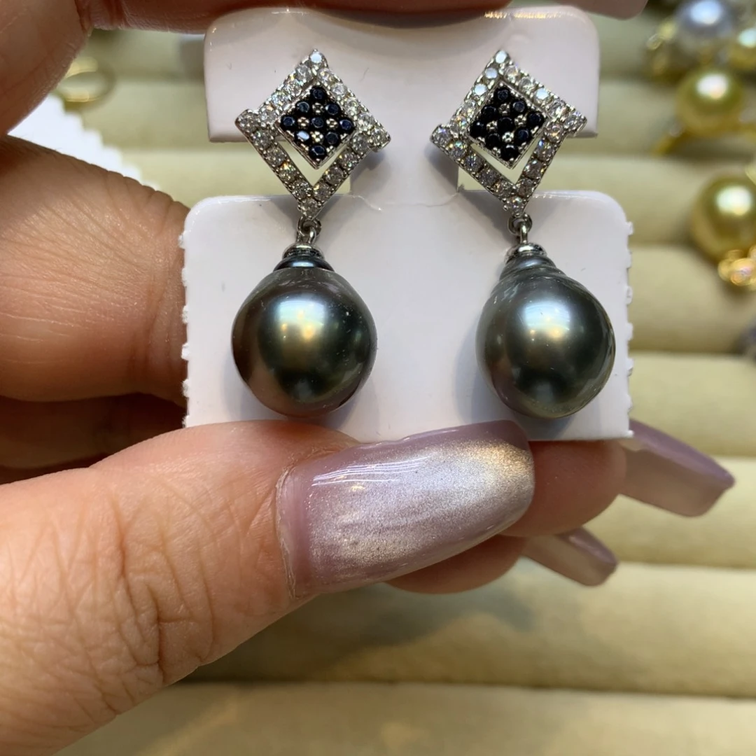 银S925镶嵌耳饰海水珍珠