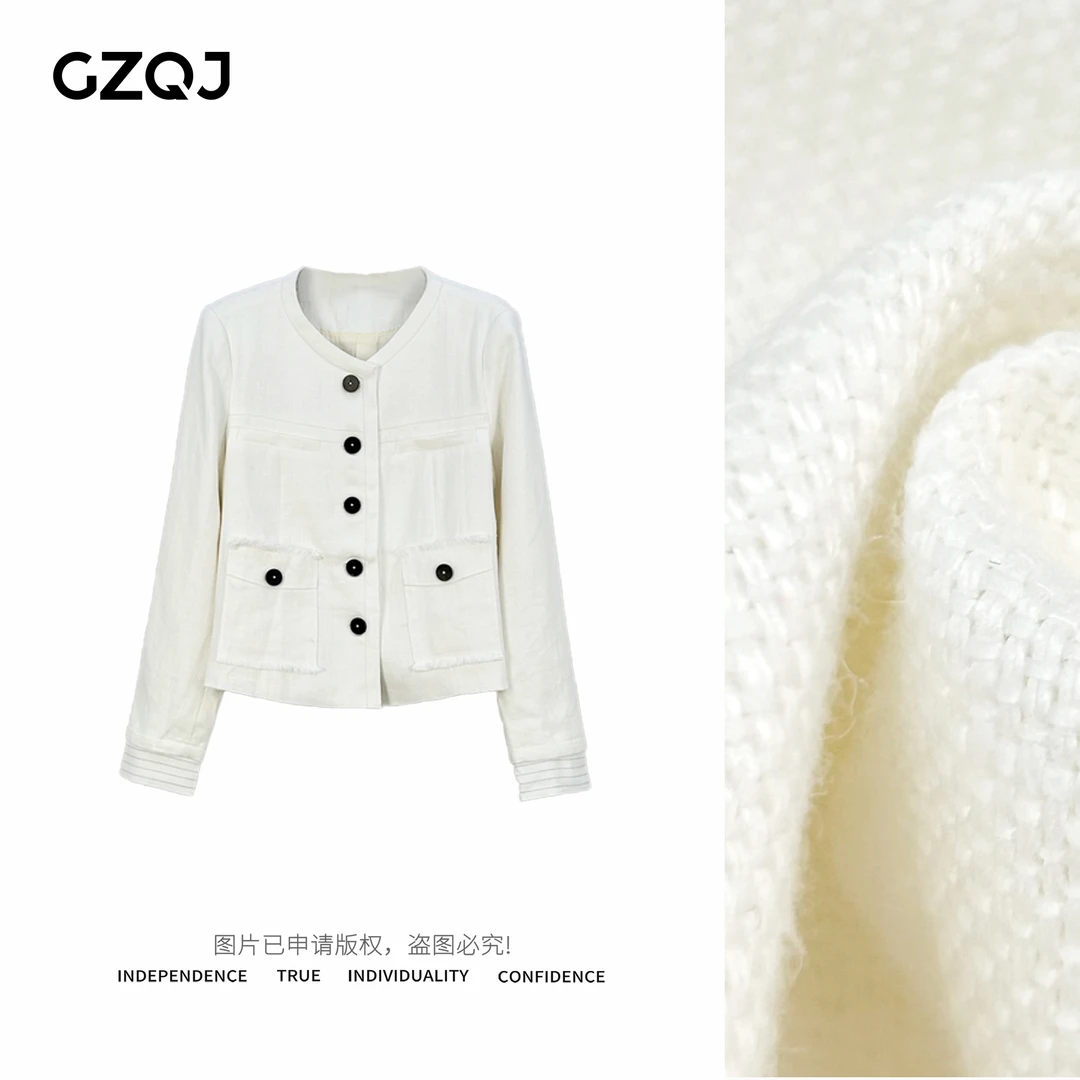 老琴私服 【月光手书】100亚麻设计感时尚气质小香风外套 71837