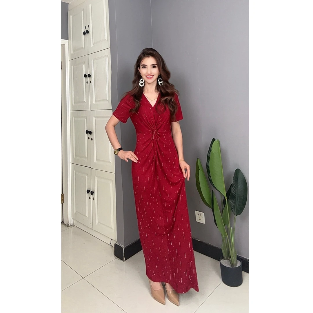 9908【包邮】夏季新款V领烟花钻气质女装连衣裙显瘦