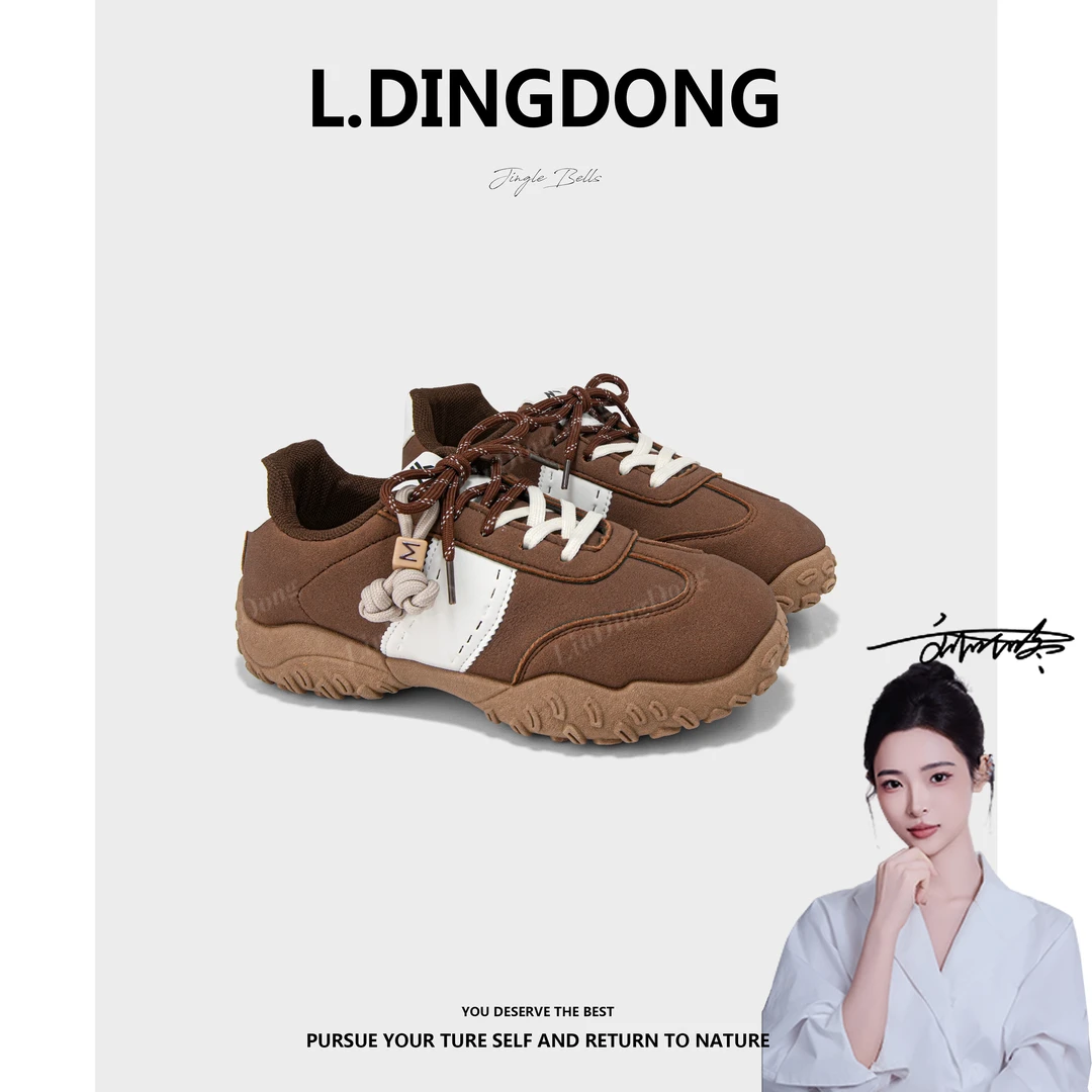 【刘叮咚女鞋】厚底德训鞋女款2025新款秋季增高休闲运动鞋