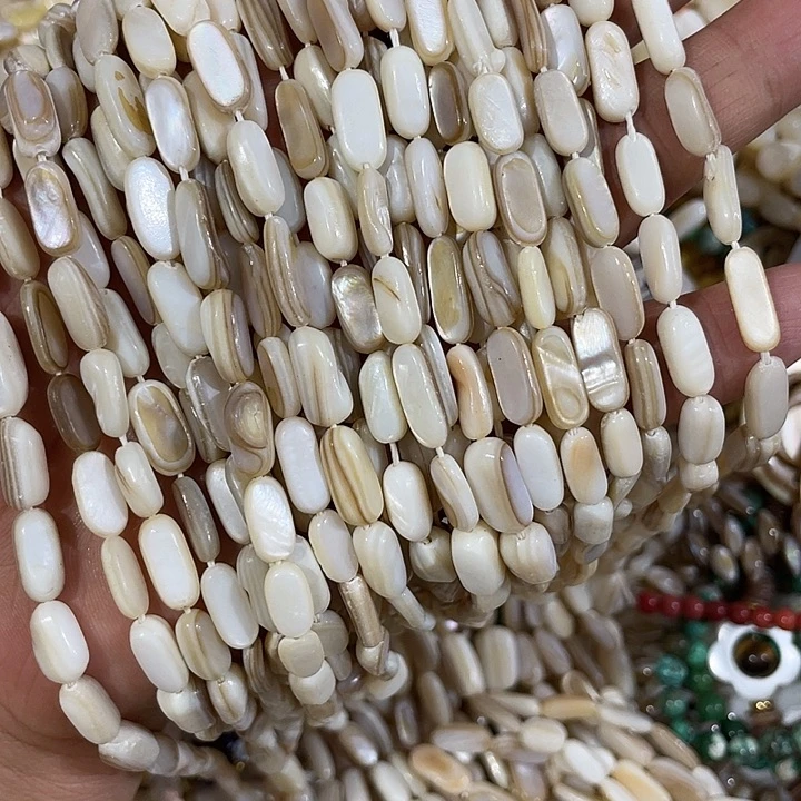 玛瑙/玉髓合金珠宝半成品3条天然贝壳米形配件