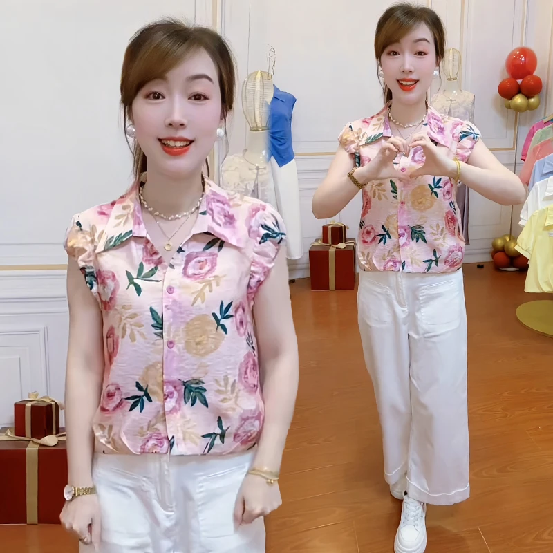 网红爆款时尚拼接碎花衬衫女2025年夏季新款减龄气质百搭短袖上衣