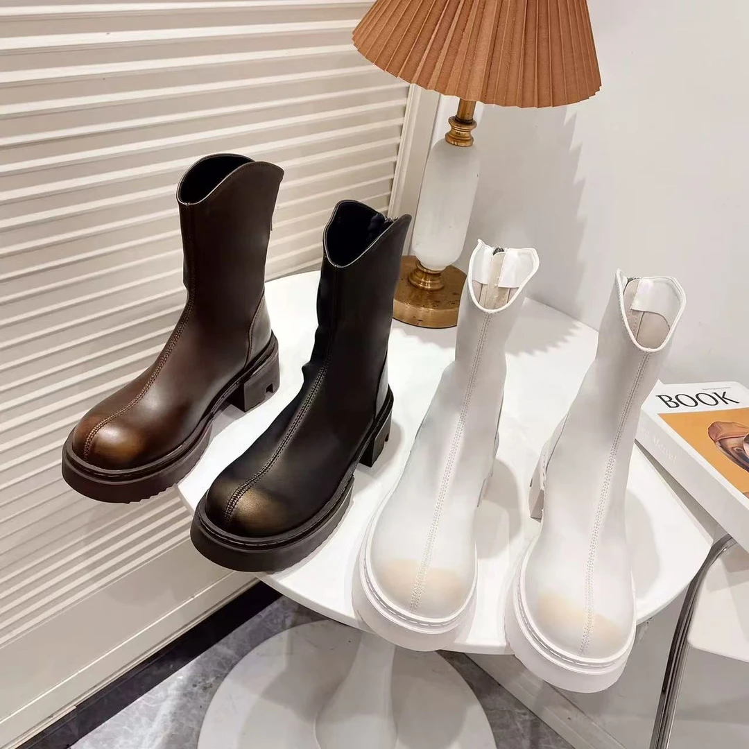 149-6马丁靴女2024秋季英伦风时尚百搭切尔西靴厚底粗跟短靴