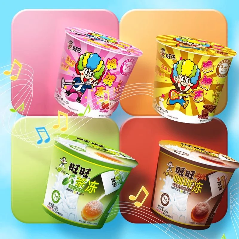 旺仔摇滚冻茶味咖啡草莓巧克力果冻连杯组合装果冻