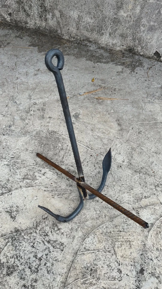 5斤焊接铁锚船锚渔用固件急流固定渔网渔笼工具手工打造双钩锚