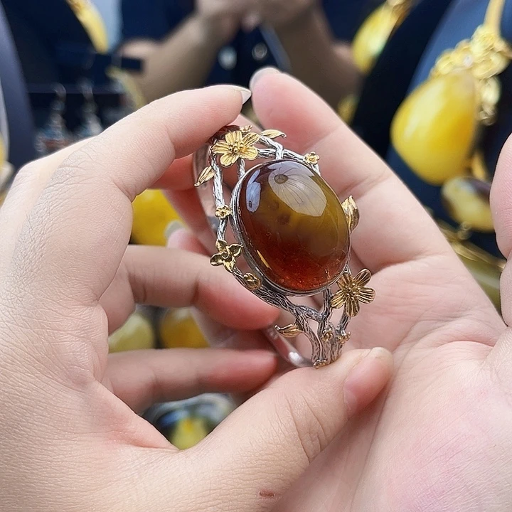 琥珀银S925镶嵌裸石