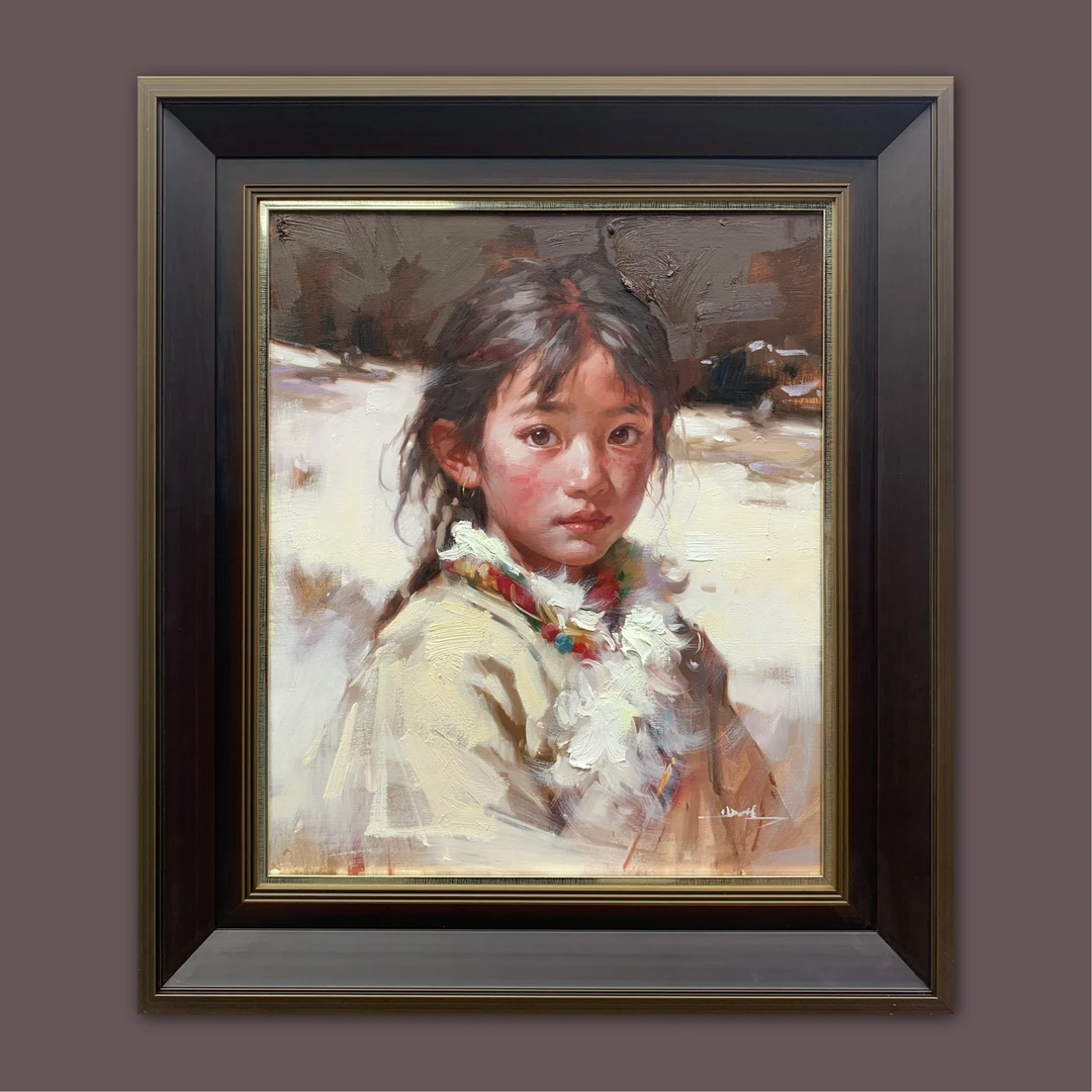 艺弘羽艺术 原创《雪域童颜》系列人物油画收藏 带框尺寸70-80cm