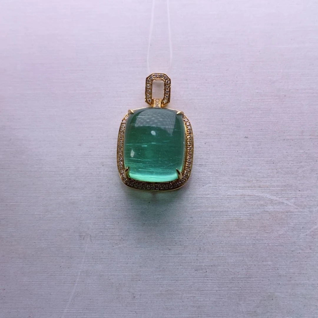 颈饰18K金镶嵌碧玺碧玺A吊坠