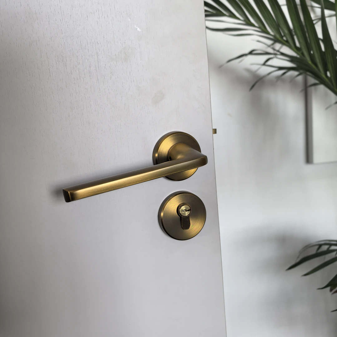 黄古铜室内门锁 卧室木门锁 分体静音门锁