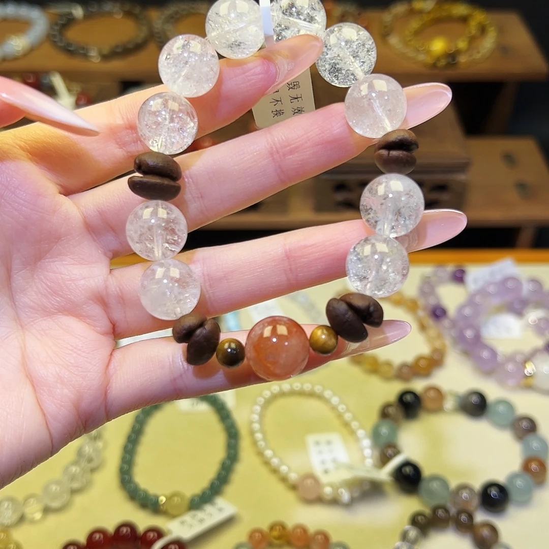 银S925镀金镶嵌水晶手串白1701