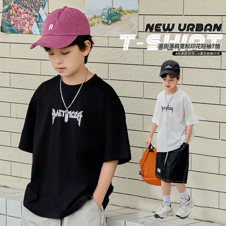 2025夏季新款潮牌印花凉感短袖儿童T桖通肩拉条做工百搭款/KK6831