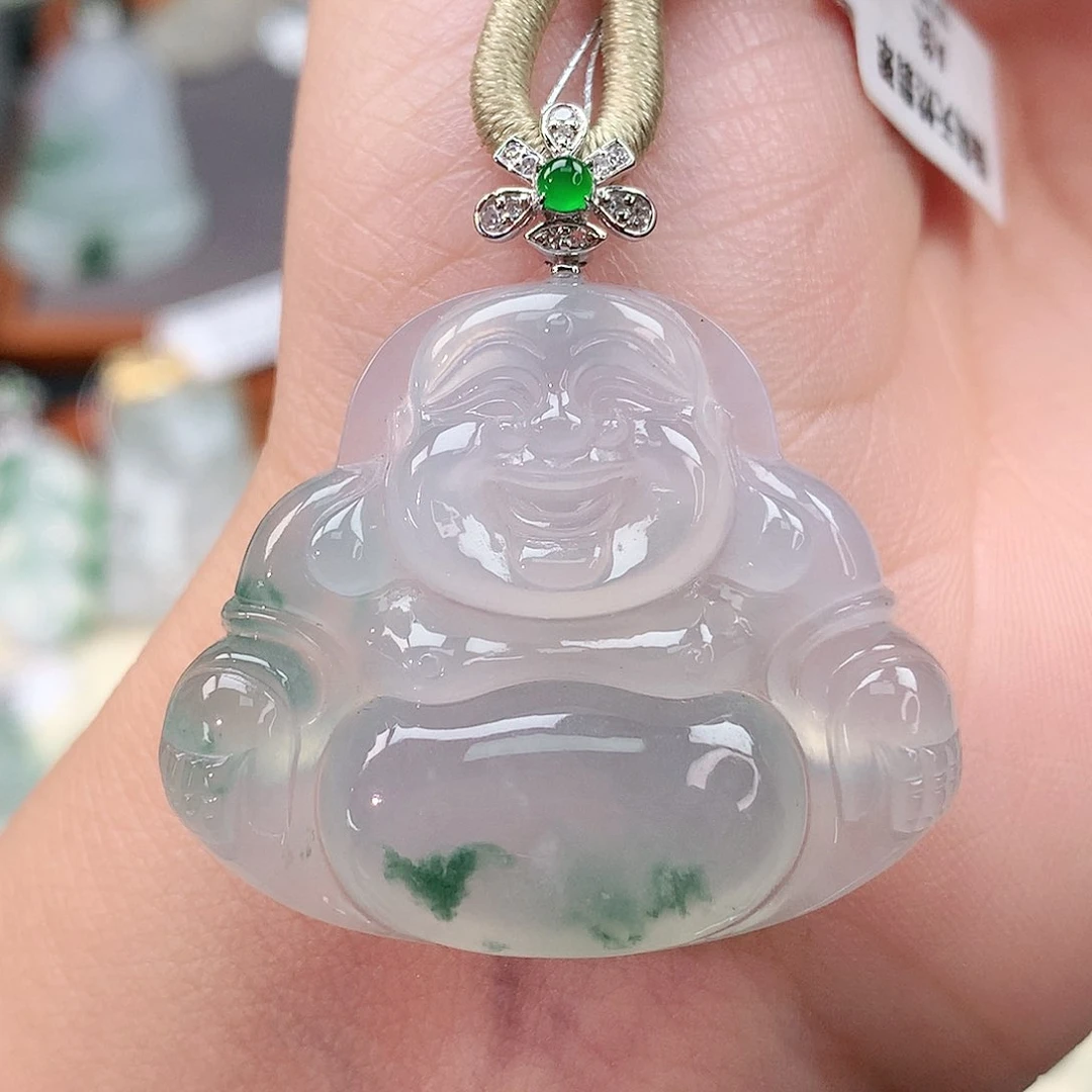 颈饰18K金镶嵌翡翠佛公