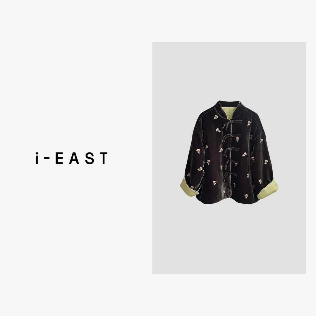 i-EAST 觅秋寻梦~新中式刺绣花朵绒绒外套-3D WT41335