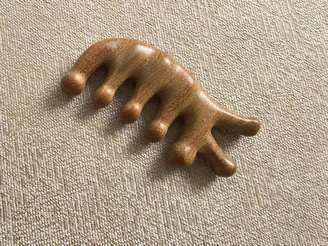 金丝檀木多功能四合一五指按摩梳