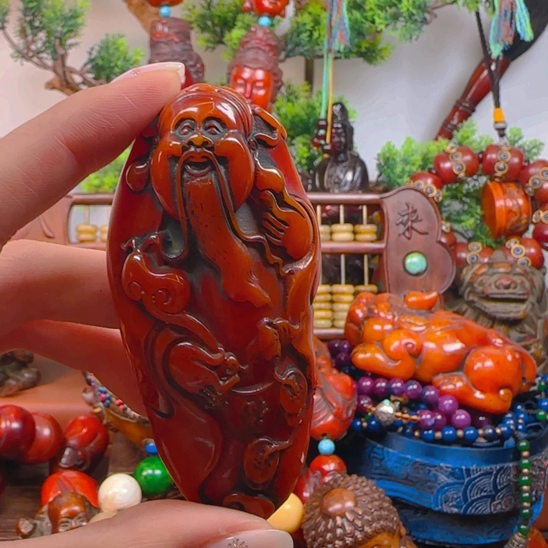 琥珀裸石未镶嵌手把