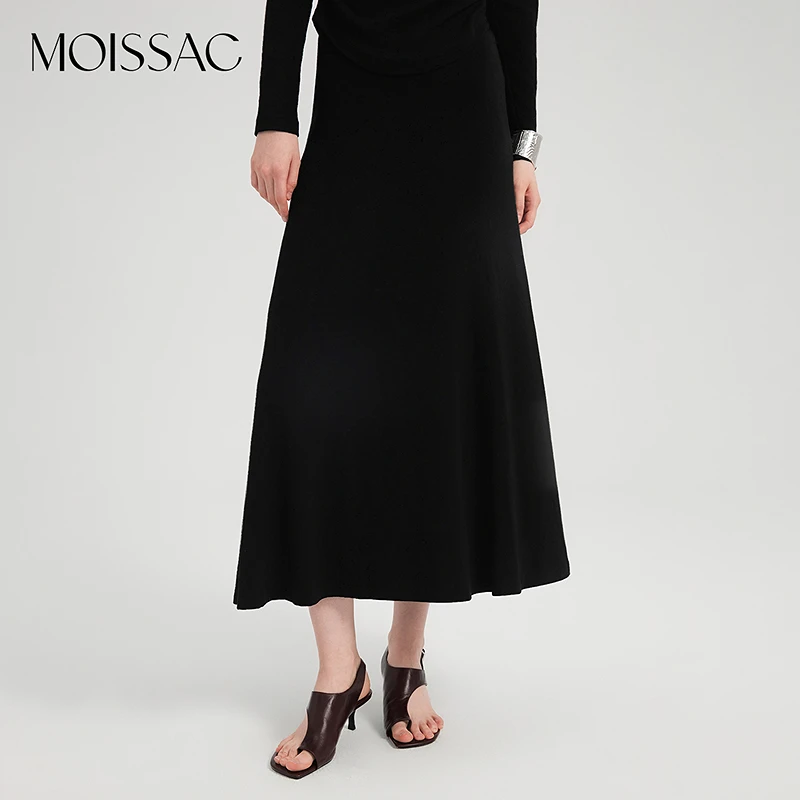 【星线好物】MOISSAC摩萨克2025秋压褶收腰长款半身裙女MTFQ20001