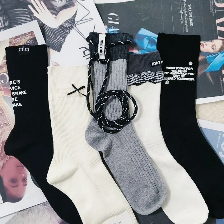 秋冬韩版高筒袜女时尚潮流百搭风五双