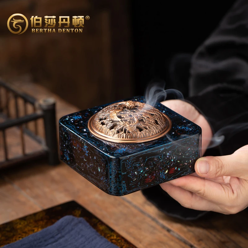 BERTHA DENTON漆器茶具非遗大漆纯手工犀皮螺钿香薰炉茶室盘香炉
